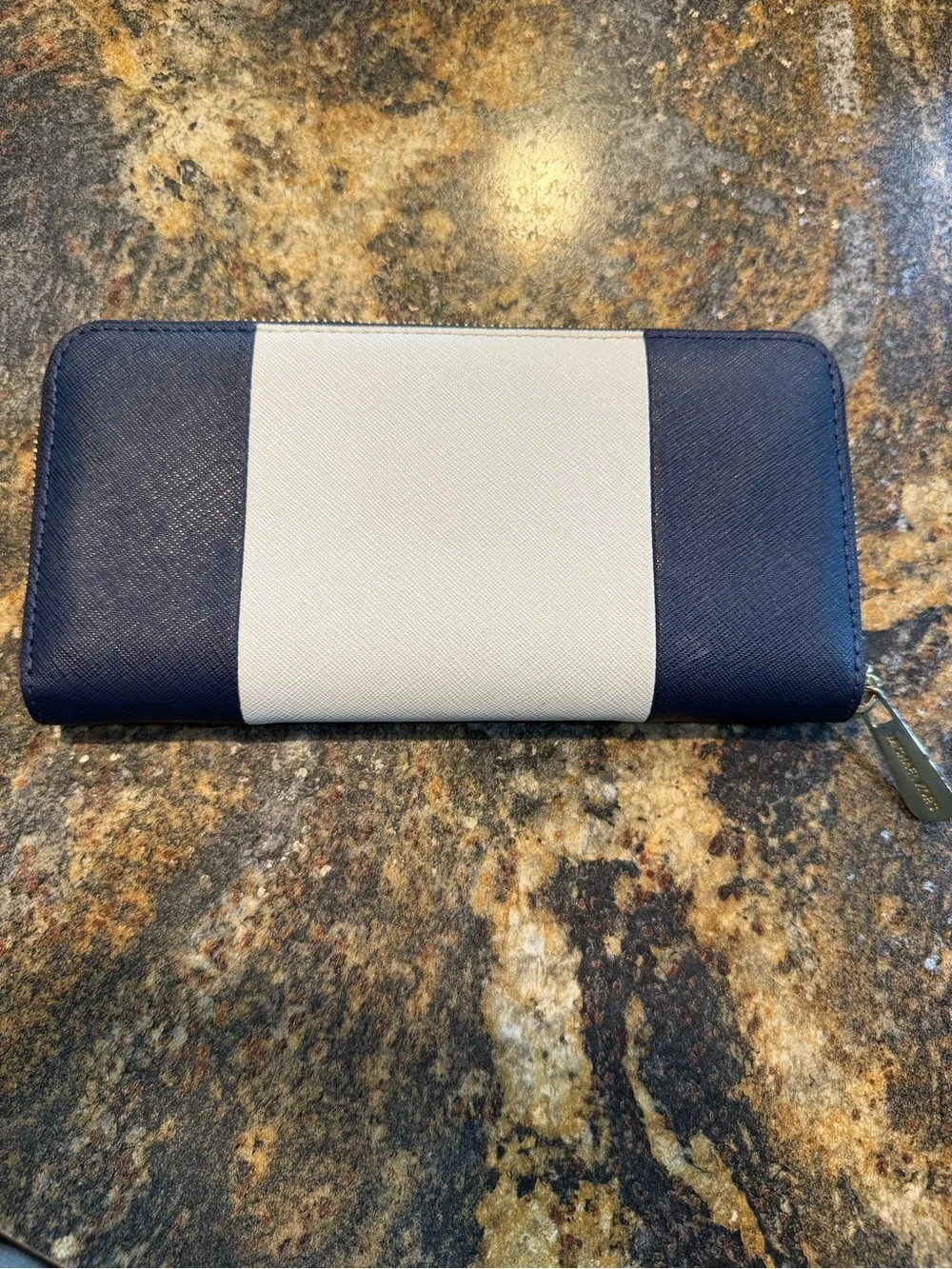 Michael Kors Navy and Cream Zip-Around Continental Wallet